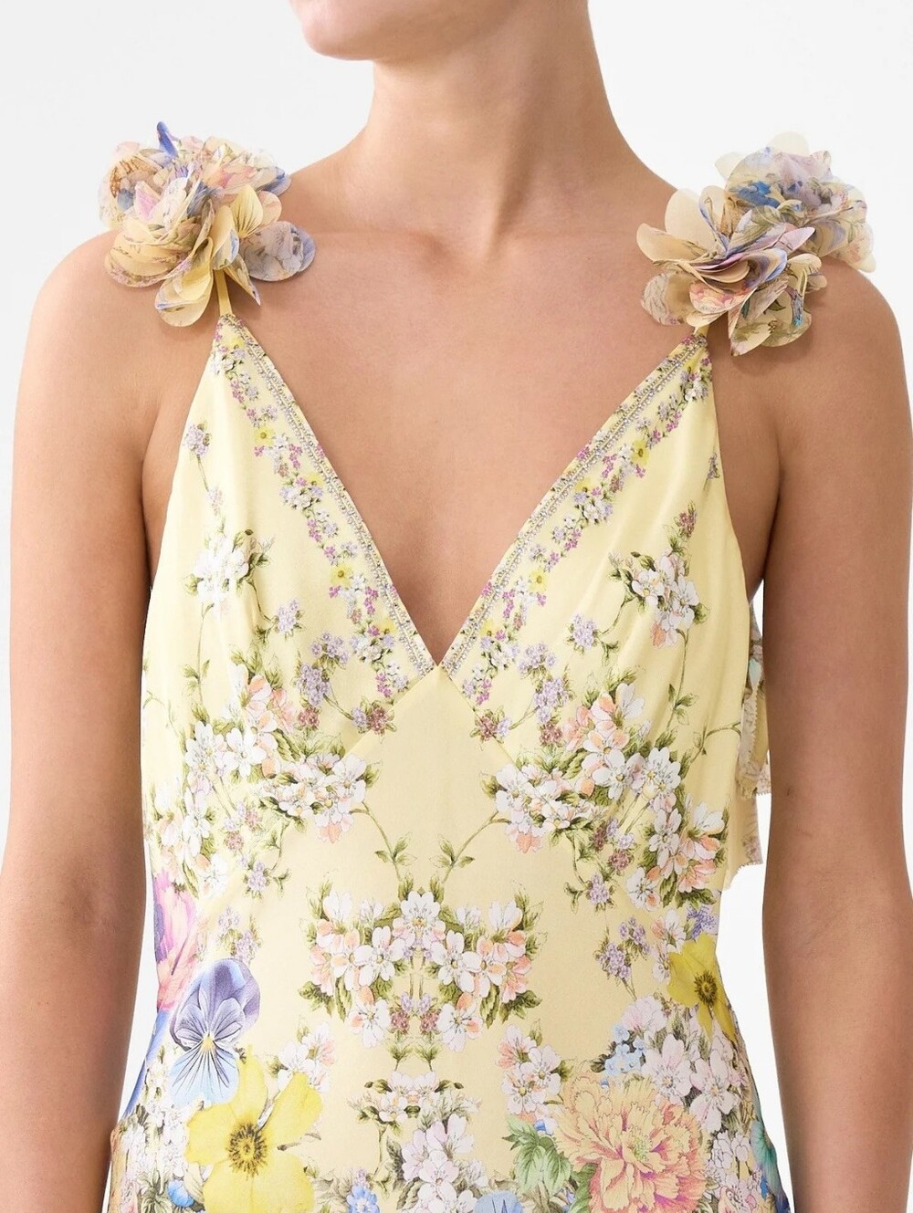 CAMILLA Appliqued embellished floral-print silk-satin maxi dress - Picture 6 of 16